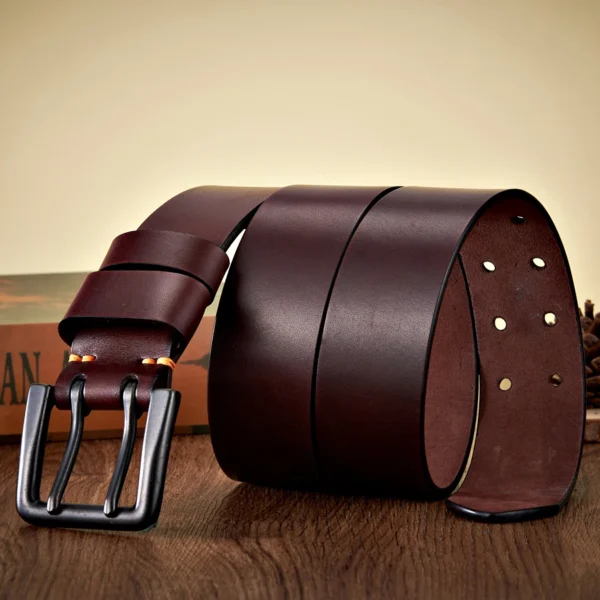 GFOHUO Men’s Genuine Leather Belt – Double Pin Buckle - Image 3