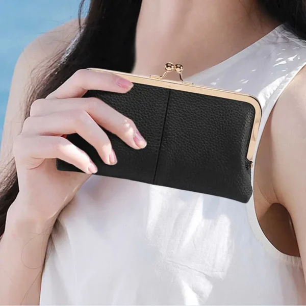 Vintage Genuine Leather Kiss Lock Travel Wallet Purse - Image 6