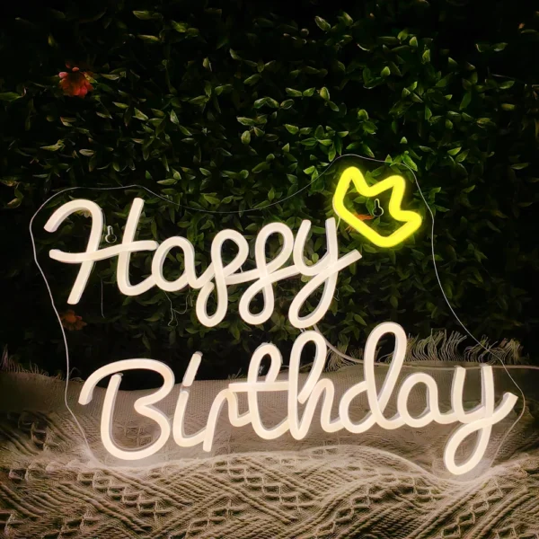 Dimmable Happy Birthday LED Neon Wall Light - Image 33