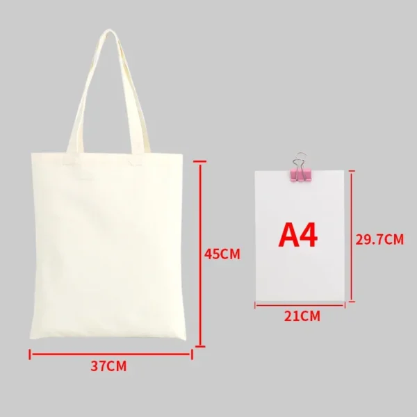 Eco-Friendly Large Canvas Shopping Tote – Beige White - Image 8