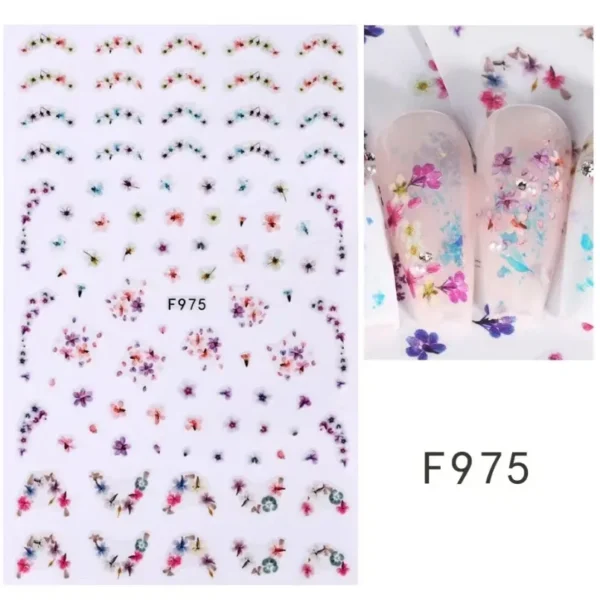 3D Nail Art Stickers White Daisy Floral & Fruit Decals - Image 8