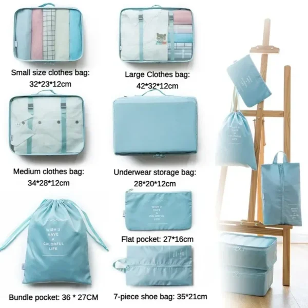 7-Piece Travel Bag Organizer Set for Clothes, Shoes & More - Image 6