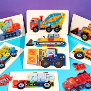 Montessori Wooden 3D Vehicle Puzzle for Kids