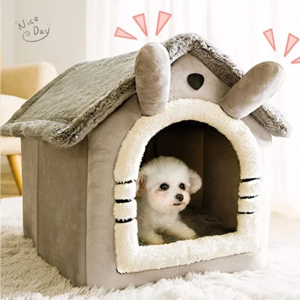 Folding Dog & Cat House – Removable Cover Pet Bed - Image 8