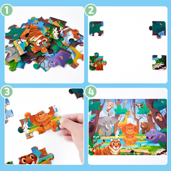 Kids Cartoon Animal Jigsaw Puzzle Montessori Toy - Image 4