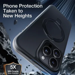 Matte Magnetic iPhone Case with Ring Stand – Shockproof