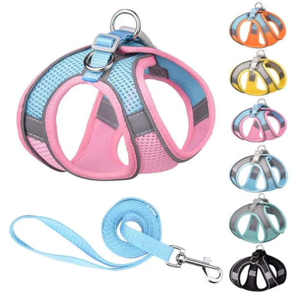 Adjustable Small Dog Harness & Leash Set – Nylon Vest - Image 19