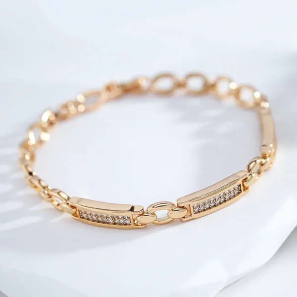 Kinel Rose Gold Zircon Square Link Bracelet Women - Image 6