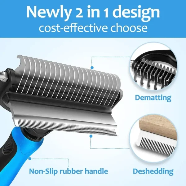 3-in-1 Pet Grooming Brush – Deshedding & Dematting Tool - Image 3