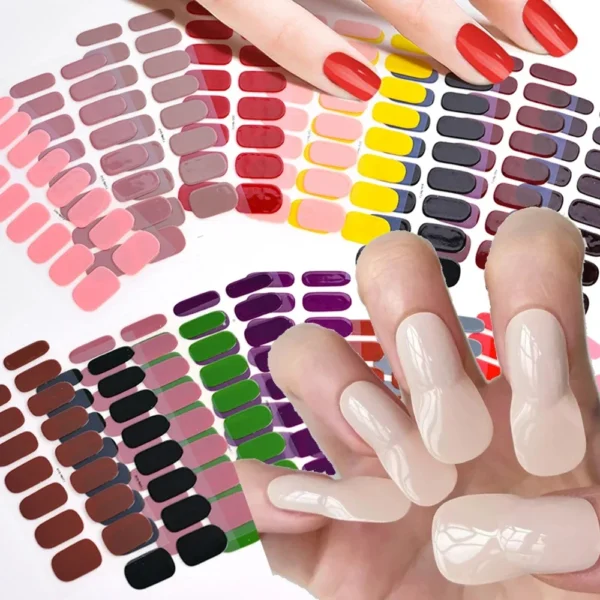 16Tips Long-Lasting Gel Nail Stickers – Full Coverage Wraps - Image 114