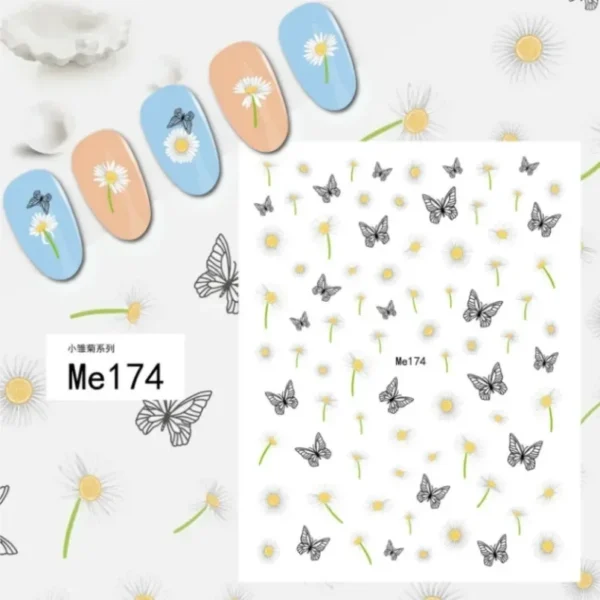 3D Nail Art Stickers White Daisy Floral & Fruit Decals - Image 19