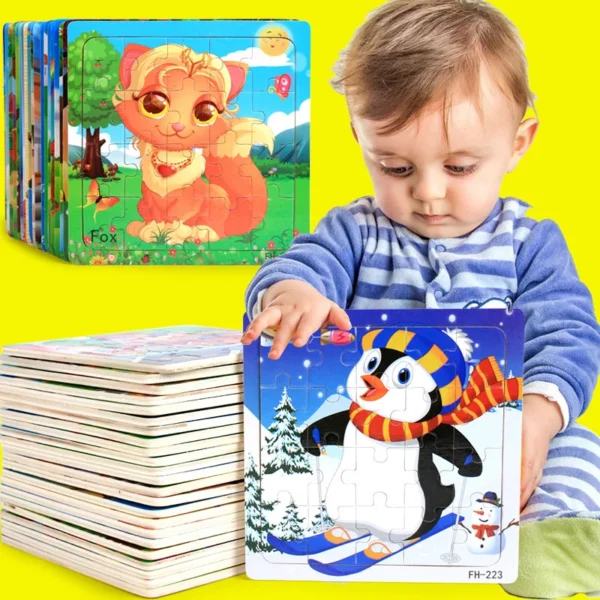 20-Piece Wooden 3D Animal & Vehicle Jigsaw Puzzle - Image 2
