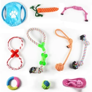 Colorful Dog Chew & Squeak Toys – Rope & Ball Set
