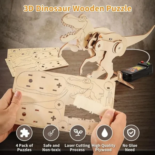 Dinosaur STEM Wooden Puzzle Robot Kit for Kids - Image 5