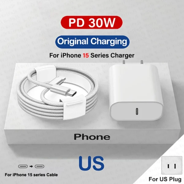 30W Apple Fast Charger with USB-C to Lightning Cable - Image 9