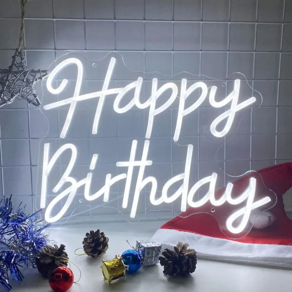 Dimmable Happy Birthday LED Neon Wall Light - Image 8