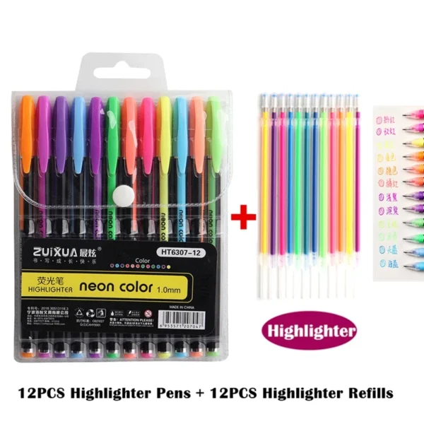 Vibrant Metallic Gel Pen Set – 12/24 Colors for Art & Journals - Image 16