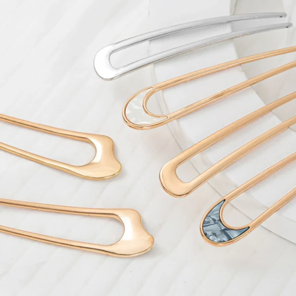 Shell Metal U-Shaped Hairpins for Women – Fashion - Image 3