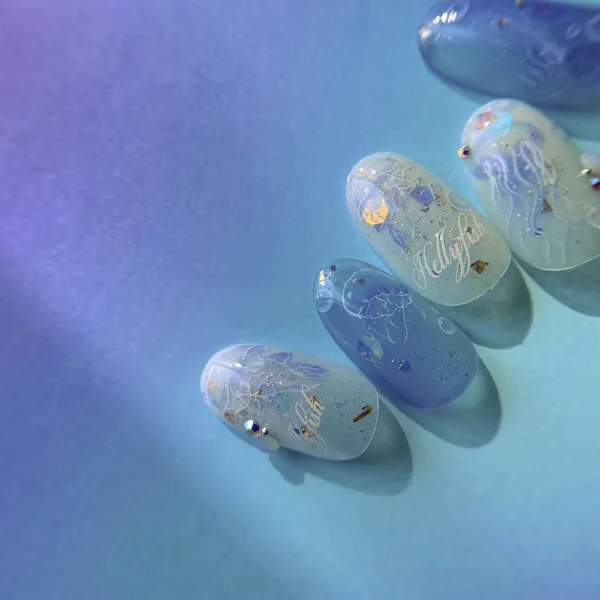 Blue Jellyfish Ocean Nail Art Sticker Self Adhesive Decal - Image 6