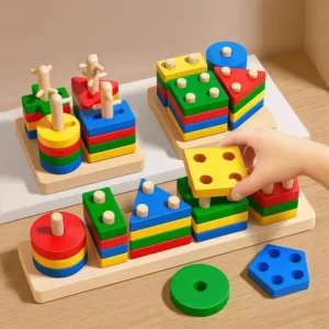 Montessori Wooden Shape Sorting & Stacking Toy