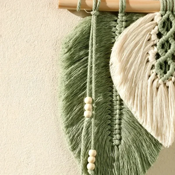 Boho Macrame Wall Hanging Leaf Tapestry – Handmade - Image 5