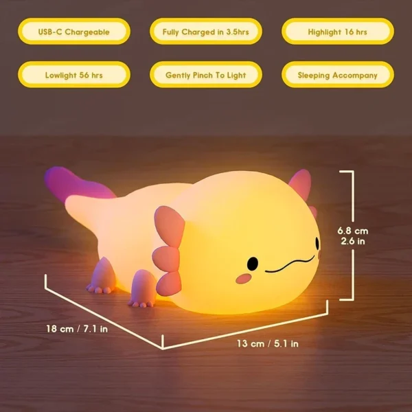 Axolotl Silicone Night Light – USB Rechargeable - Image 6