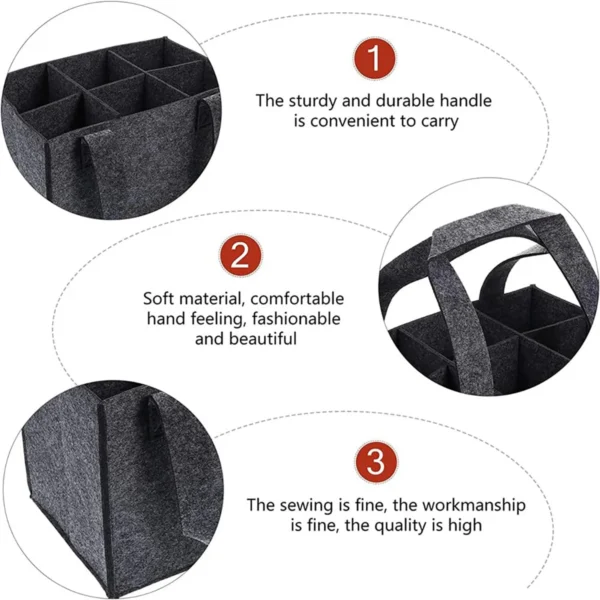 Reusable 6-Bottle Felt Carrier Bag for Drinks - Image 5