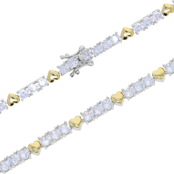 Iced Out Cross Heart CZ Tennis Chain Necklace Women - Image 7