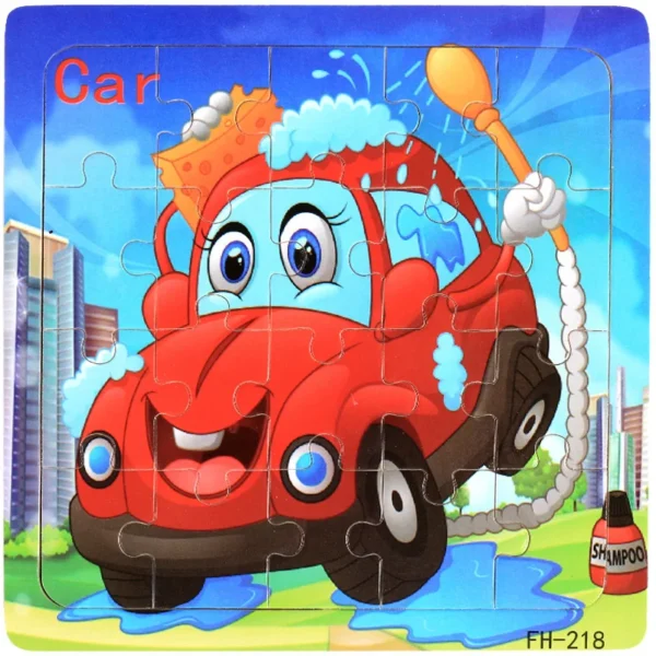 20-Piece Wooden 3D Animal & Vehicle Jigsaw Puzzle - Image 21