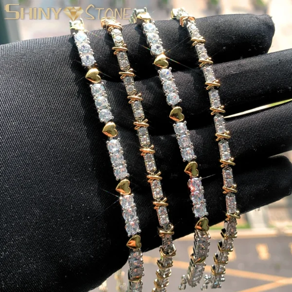Iced Out Cross Heart CZ Tennis Chain Necklace Women - Image 4