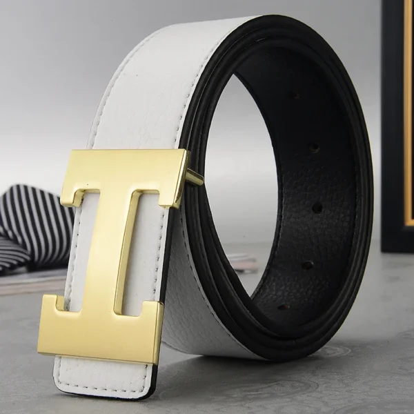 Men’s Elegant Multi-Colour Belt with Golden H Buckle - Image 10