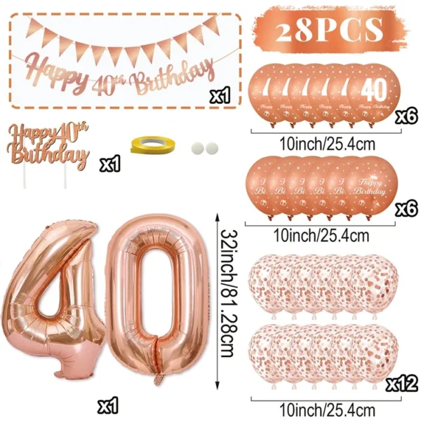 Rose Pink & Gold Birthday Balloon Garland Set - Image 7