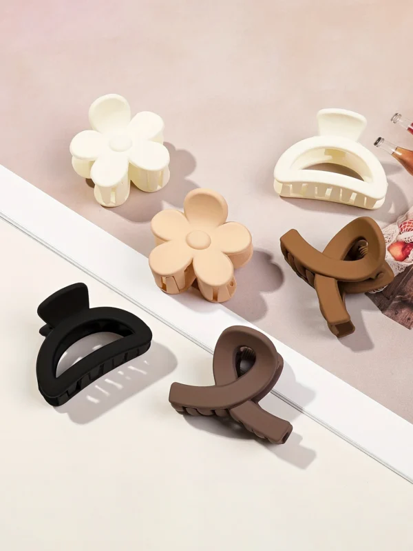 5 Pcs Matte Flower Hair Claw Clips for Women & Girls - Image 44