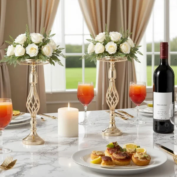 Gold Wedding Centerpiece Flower Stands – 10pcs Set - Image 5