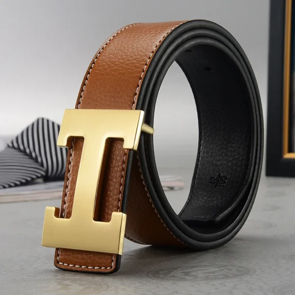 Men’s Elegant Multi-Colour Belt with Golden H Buckle - Image 5