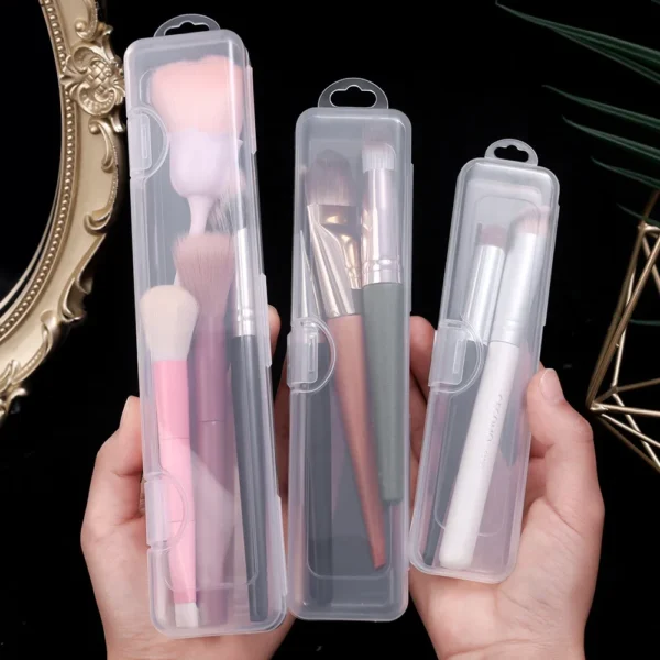 Transparent Makeup Brush & Storage Box with Cover - Image 13