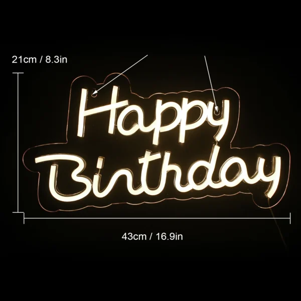 Dimmable Happy Birthday LED Neon Wall Light - Image 32