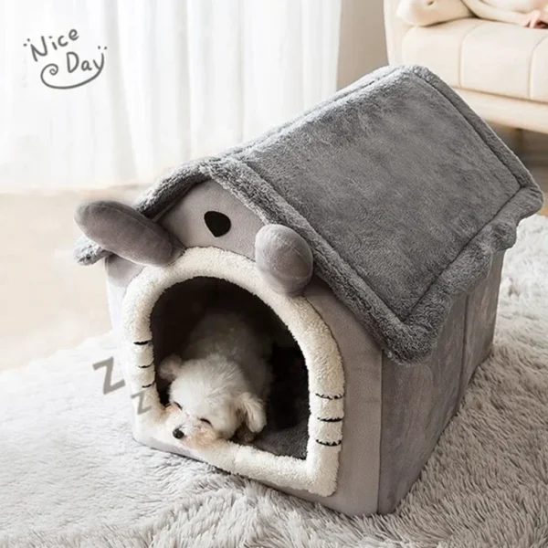 Folding Dog & Cat House – Removable Cover Pet Bed - Image 7