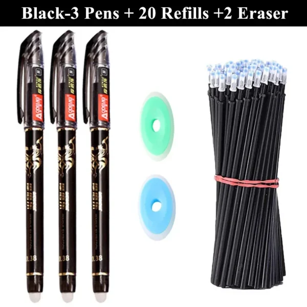 3 Erasable Gel Pens with 20 Refills & Reusable Erasers - Image 10