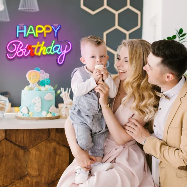 Dimmable Happy Birthday LED Neon Wall Light - Image 23