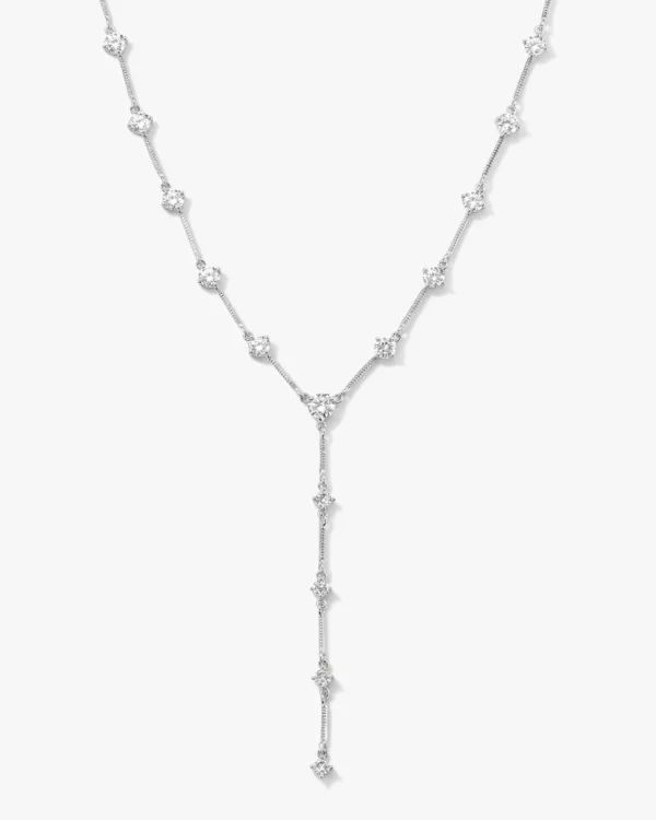 Geometric CZ Lariat Link Chain Choker Necklace Women - Image 9