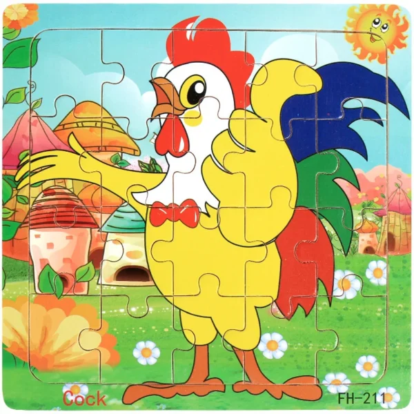 20-Piece Wooden 3D Animal & Vehicle Jigsaw Puzzle - Image 23