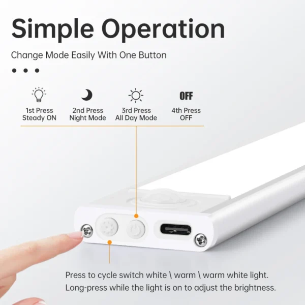 LED Motion Sensor Cabinet Light – USB Rechargeable - Image 2