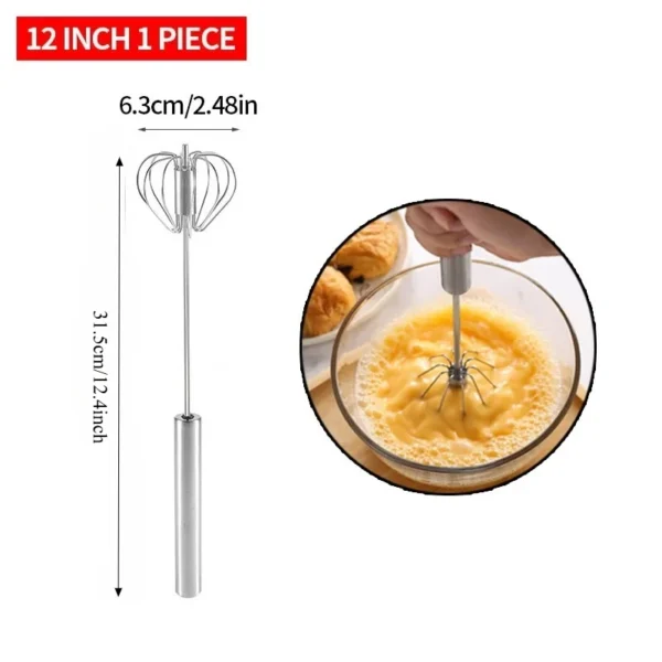 Stainless Steel Press Handle Egg Beater Mixer - Image 9