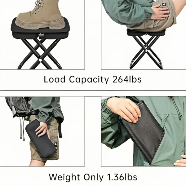 Compact Folding Stool with Storage Bag – Lightweight Travel Chair for Beach, Picnic & Fishing - Image 5