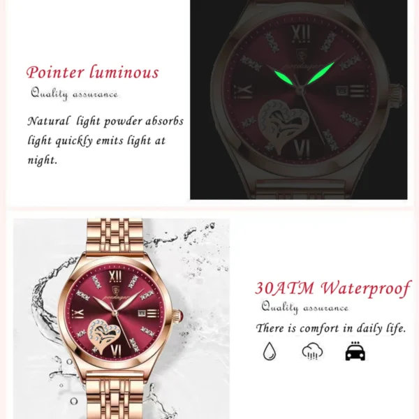 POEDAGAR Luxury Women’s Quartz Stainless Steel Watch - Image 3