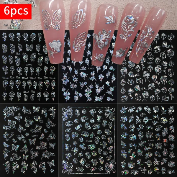 Hibiscus Flower Nail Stickers – 3D Self-Adhesive Decals - Image 8