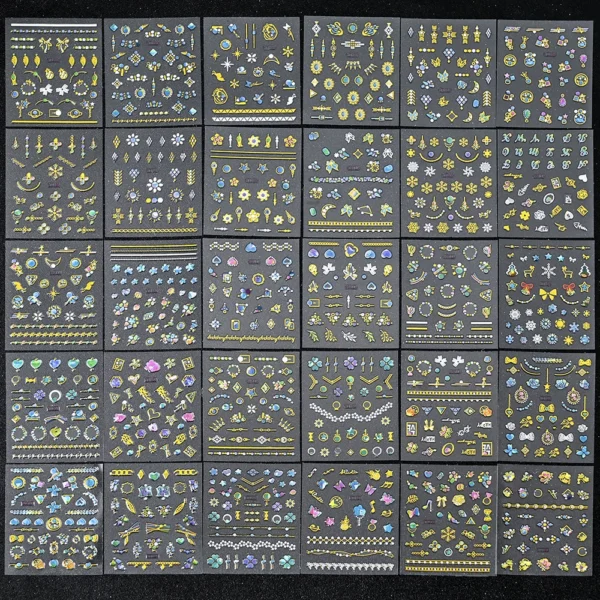 30 Sheets 3D Nail Stickers Flowers & Butterfly Designs - Image 51