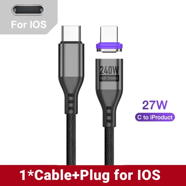 AUFU 240W Magnetic USB-C to USB-C Cable, 5A Fast Charge - Image 12