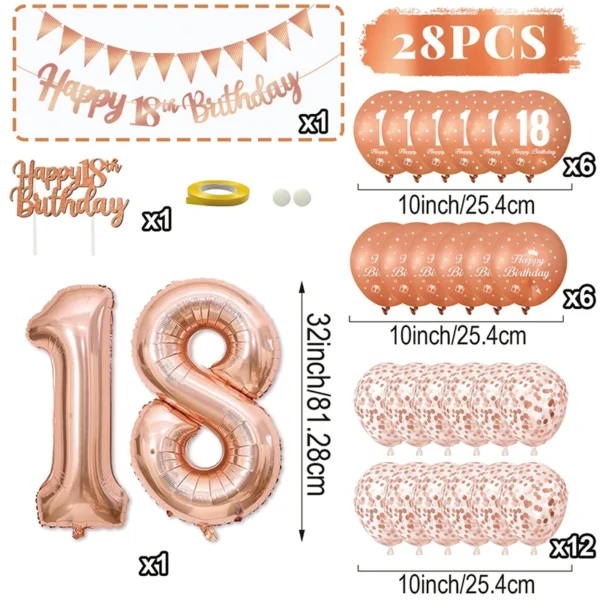 Rose Pink & Gold Birthday Balloon Garland Set - Image 39
